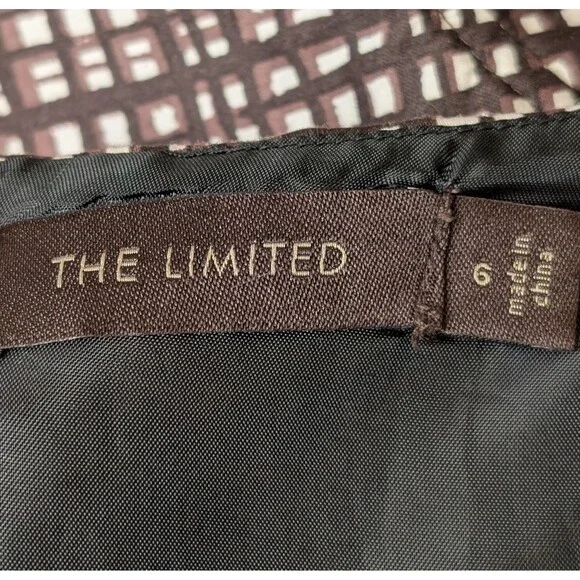 The Limited Size 6 Brown Cream Grid Print Sheath Dress Pockets Sleeveless Work - Picture 7 of 12